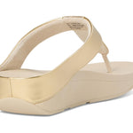 gold metallic platform wedge fit form flip flop back