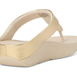 gold metallic platform wedge fit form flip flop back