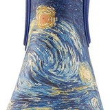 starry night painted theme blue rain boot short front