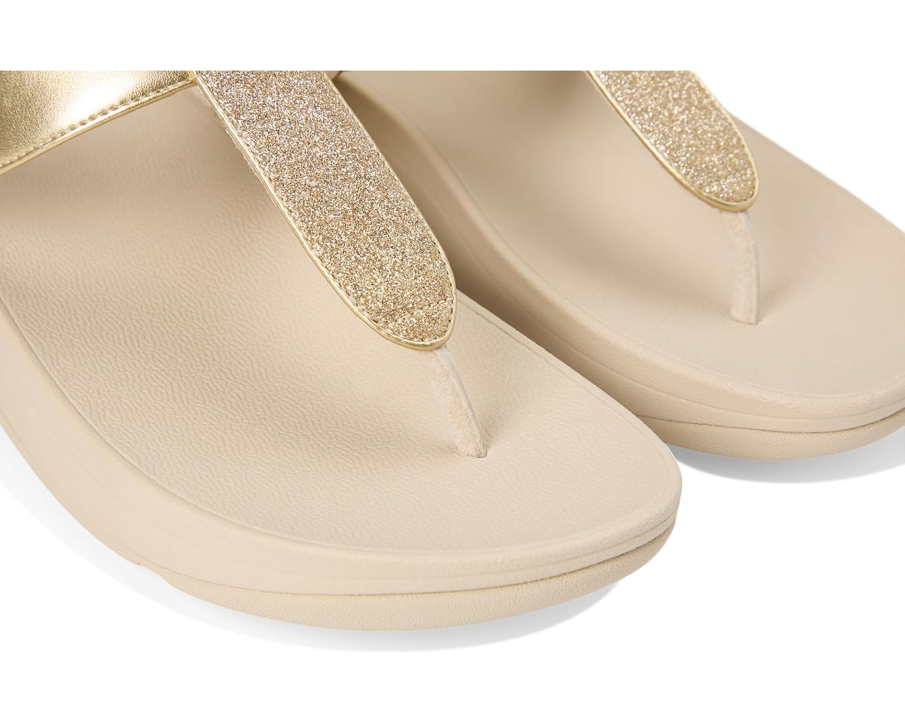 gold metallic platform wedge fit form flip flop close up detail