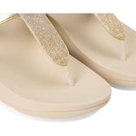 gold metallic platform wedge fit form flip flop close up detail