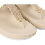 gold metallic platform wedge fit form flip flop close up detail