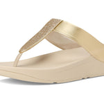 gold metallic platform wedge fit form flip flop side profile