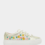 multi-color flower sequin sneaker with laces by Betsey Johnson profile