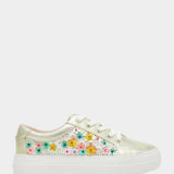 multi-color flower sequin sneaker with laces by Betsey Johnson profile