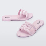 powder pink slide flat sandal front back pair