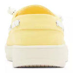 low profile yellow canvas boat shoe sneaker with white laces back
