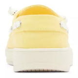 low profile yellow canvas boat shoe sneaker with white laces back
