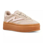 platform sneakers in sandy beige color side profile