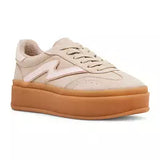 platform sneakers in sandy beige color side profile