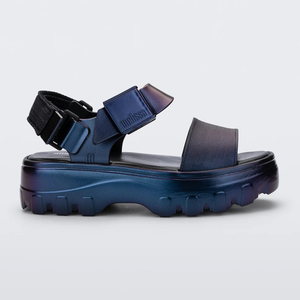 metallic blue colored platform strap sandals side