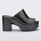 black colored bubblegum scented heeled mule slip on sandal profile
