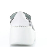 black and white wedge platform loafer back view