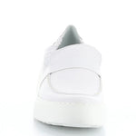white wedge platform loafer front