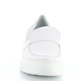white wedge platform loafer front