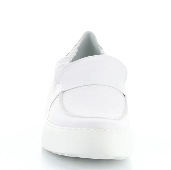 white wedge platform loafer front