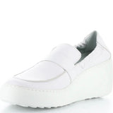 white wedge platform loafer side profile