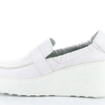 white wedge platform loafer side
