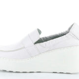 white wedge platform loafer side