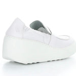 white wedge platform loafer back side