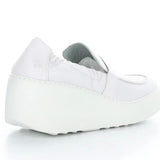 white wedge platform loafer back side