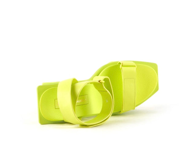 lime green limited edition architectural wedge heel from United Nude top side
