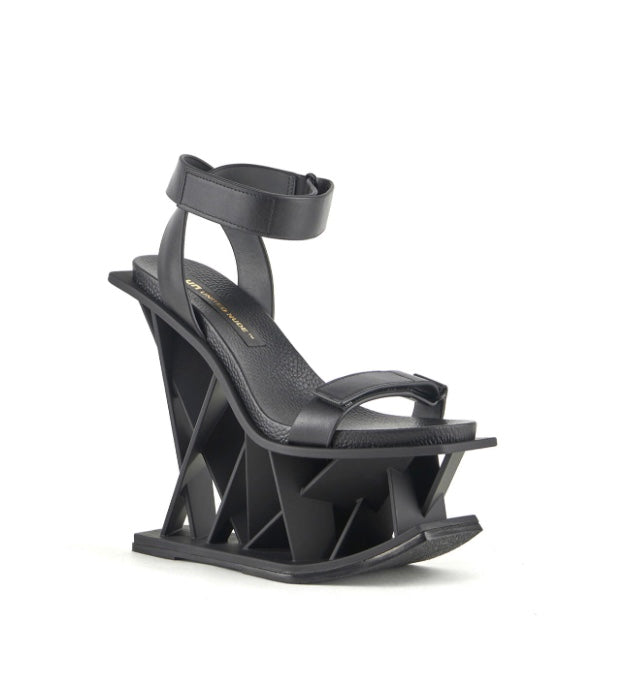 black limited edition architectural wedge heel from United Nude side profile