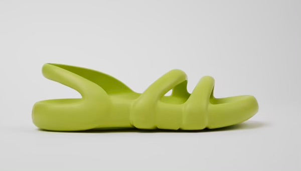 Light green molded modern flat sandal close up