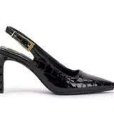 Slingback stiletto heel with buckle on strap in black from Vince Camuto.
