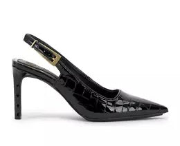 Slingback stiletto heel with buckle on strap in black from Vince Camuto.