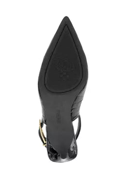 Slingback stiletto heel with buckle on strap in black from Vince Camuto bottom