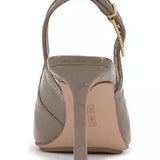 Slingback stiletto heel with buckle on strap in taupe from Vince Camuto back