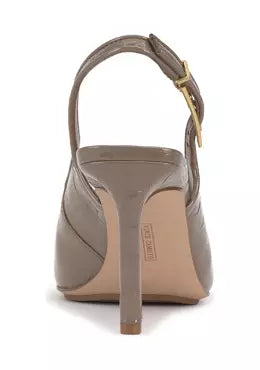 Slingback stiletto heel with buckle on strap in taupe from Vince Camuto back