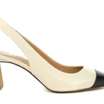 leather sling back pump heel in white and black from Vince Camuto