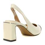 leather sling back pump heel in white and black from Vince Camuto back side profile