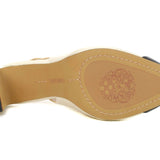 leather sling back pump heel in white and black from Vince Camuto bottom view