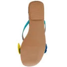 Colorful sandal with teal thong strap and butterfly embellishments sole