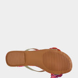 Colorful sandal with gold thong strap and butterfly embellishments sole