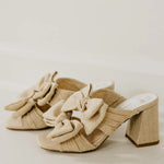 Rustic beige heel with a bow side view