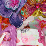 Colorful pink sandal with floral design and embellishments design