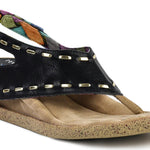 Black sandal with a black strap front view