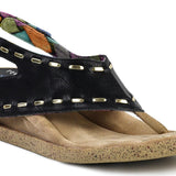 Black sandal with a black strap front view