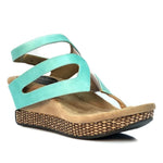 Wedge sandal with turquoise straps