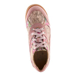 Pink sneaker with floral pattern top view