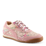 Pink sneaker with floral pattern front view