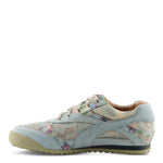 Light blue sneaker with floral pattern side view