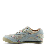 Light blue sneaker with floral pattern side view