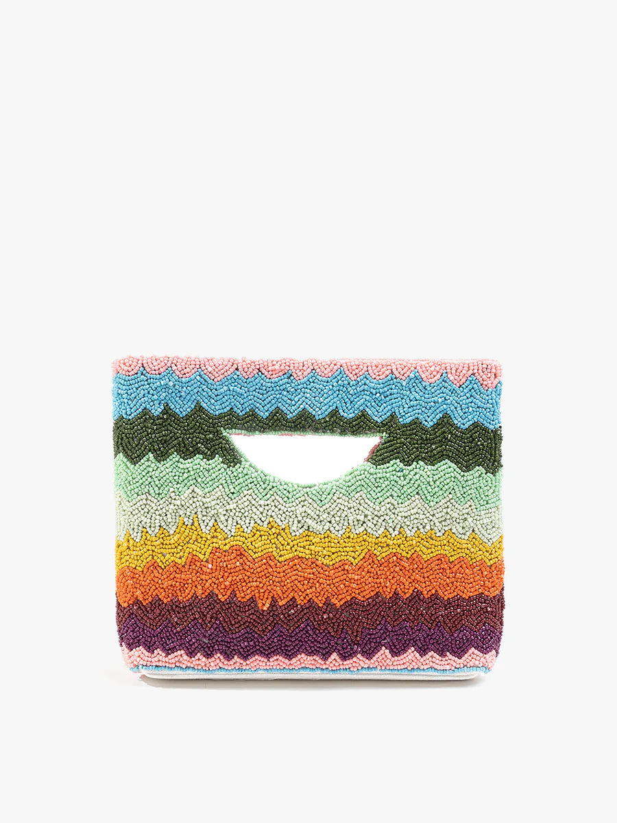 Colorful striped beaded bag alt view