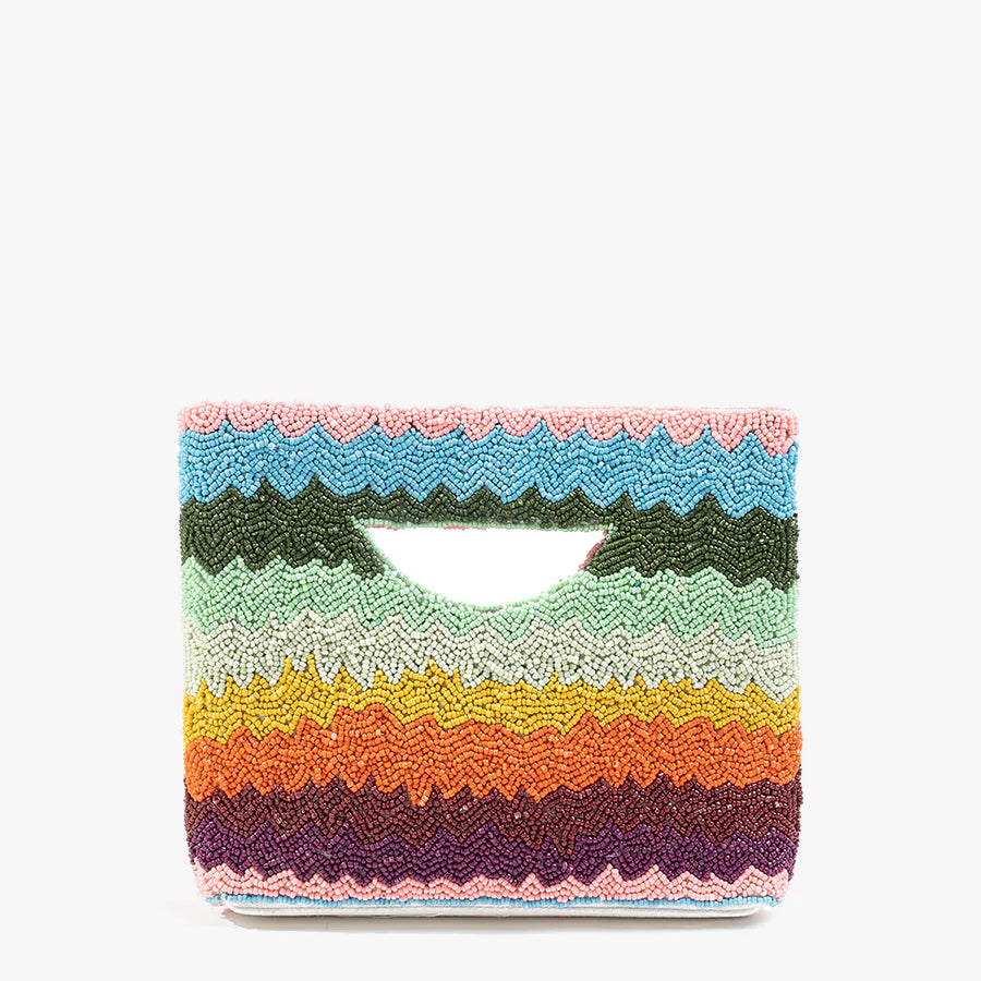 Colorful striped beaded bag alt view