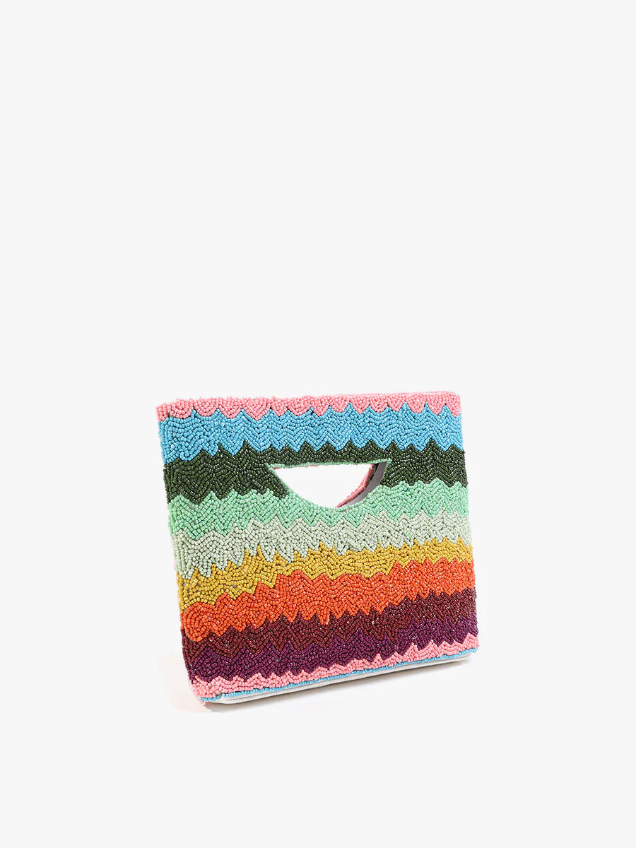 Colorful striped beaded bag alt view 2